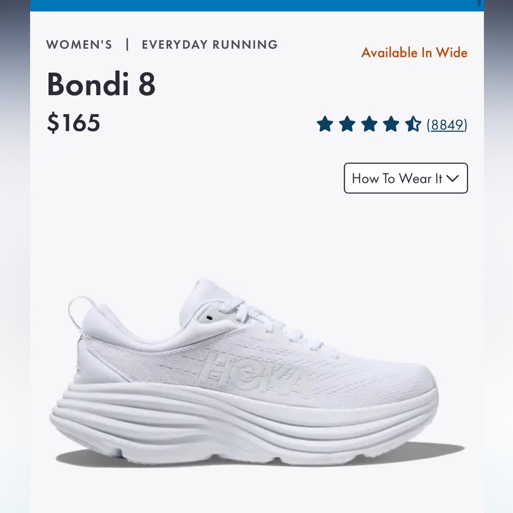 Hoka Women’s Bondi 8- NWOT. No box, never been worn. Size 8.5